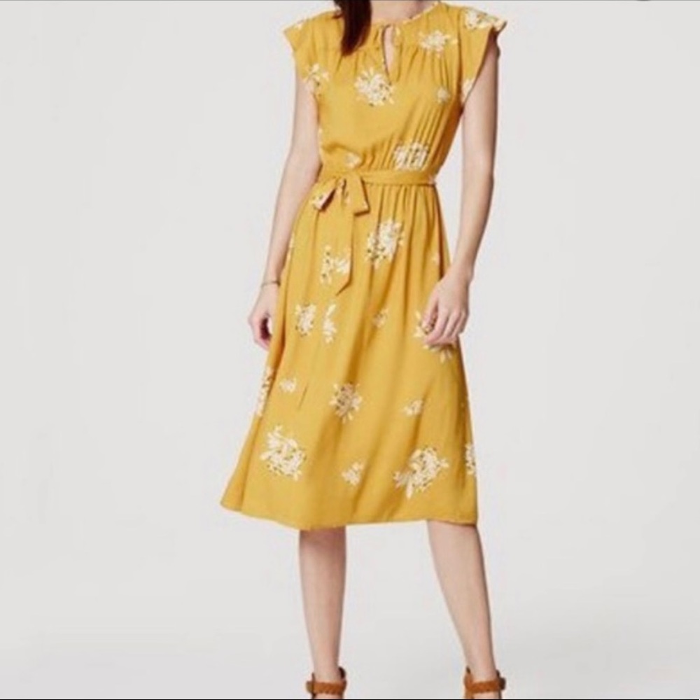 Loft, Small, yellow floral dress.